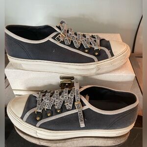 DIOR navy Canvas Walk'n'Dior Low Top Sneakers Size 39
